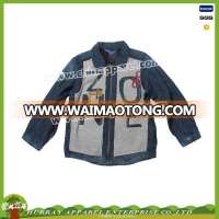 New style spring zipper jean shirt boy print shirt for kids