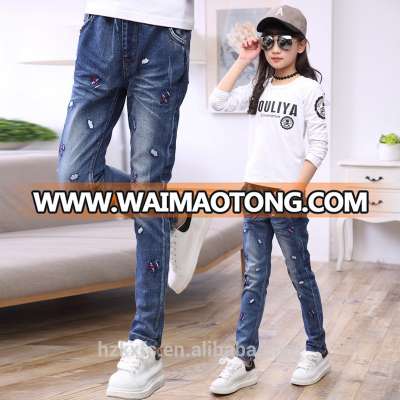 2017 new model jeans pent style kids ripped defective jeans